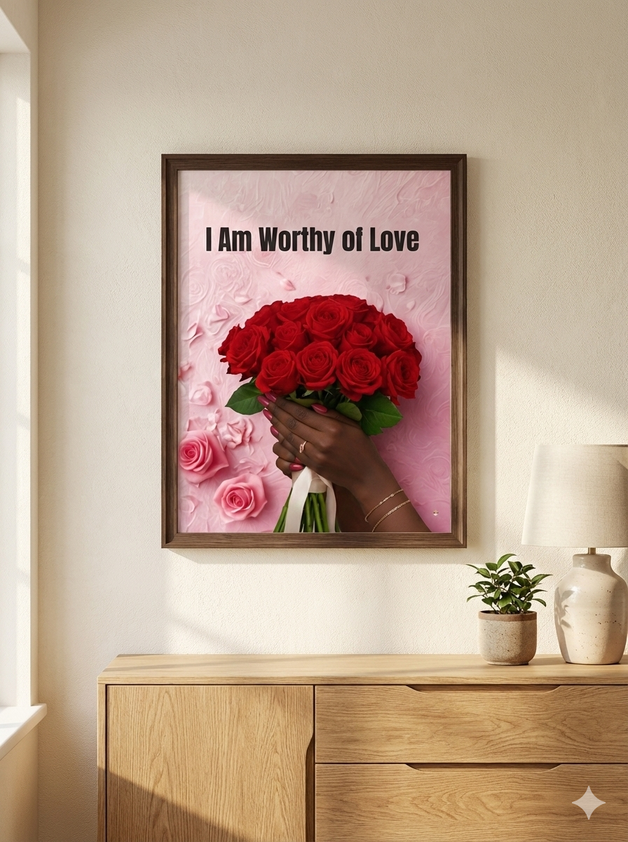 I am worthy of Love Pink  Fl BL Poster